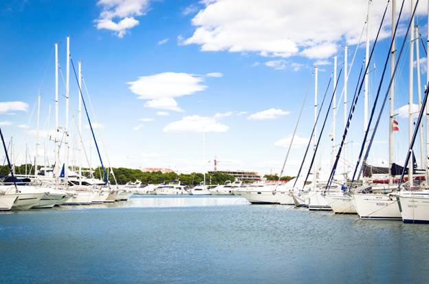 white boats in the sea